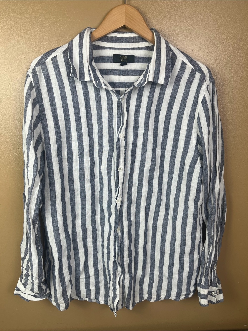 Club Room Luxury 100% Linen Striped Button Up Overshirt Flowy Beach Top XL
